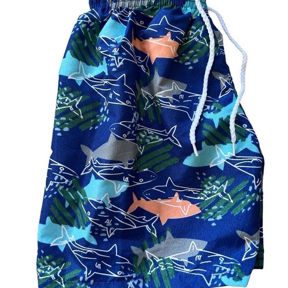 Boys Swim Trunks Blue Sharks Drawstring Various‎ Sizes 4T - Picture 5 of 14